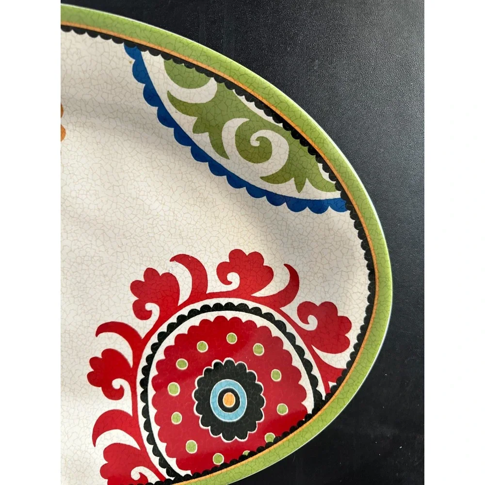 Pier1 Imports Suzani Medallion Oval Platter Multicolo Porcelain 16